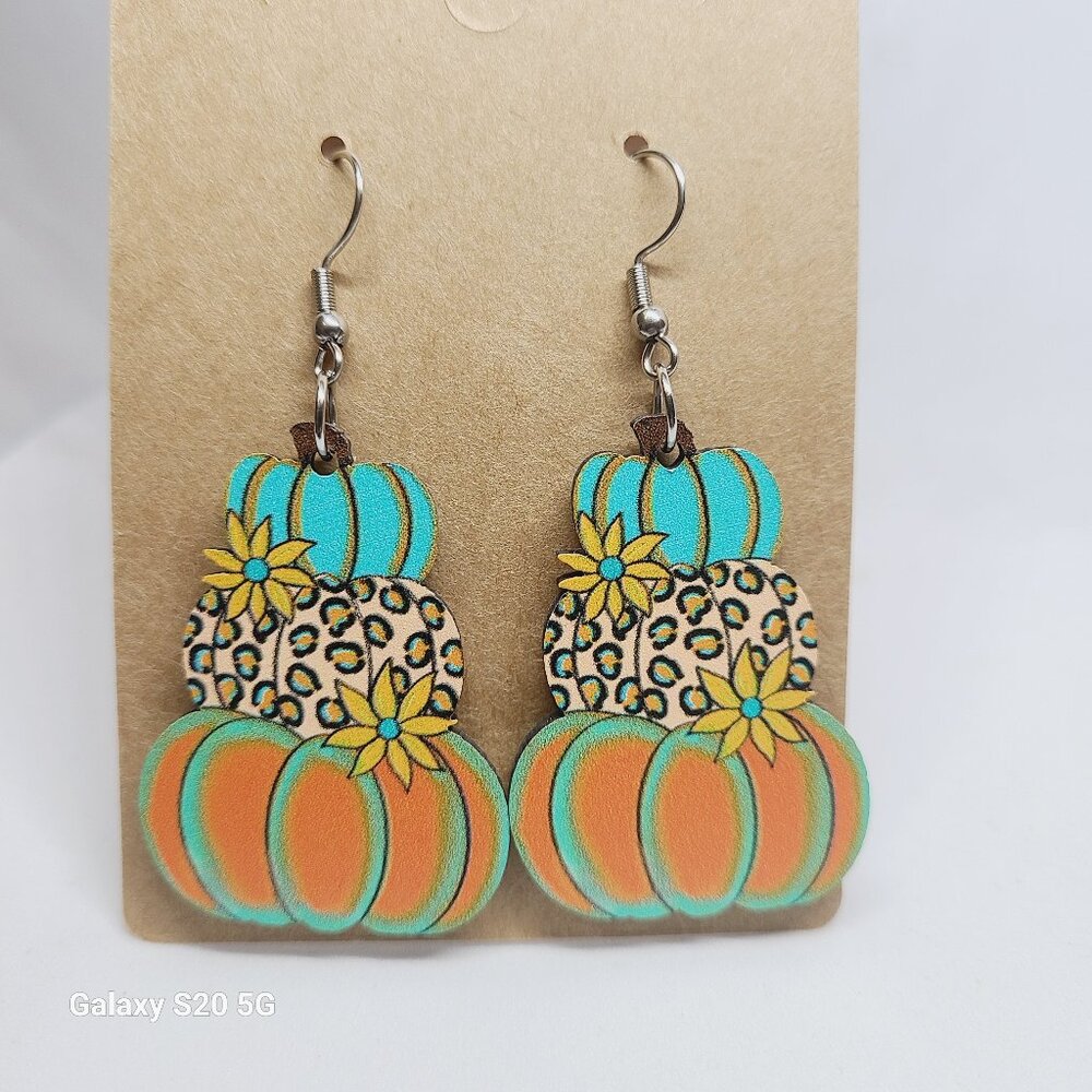 Unbranded Fall Theme Pumpkin Women's Dangle Drop‎ Earrings NWOT Fall 2.5 inches